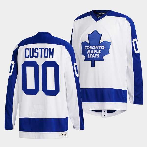 Men's Toronto Maple Leafs Custom White Classics Primary Logo Stitched Jersey-0